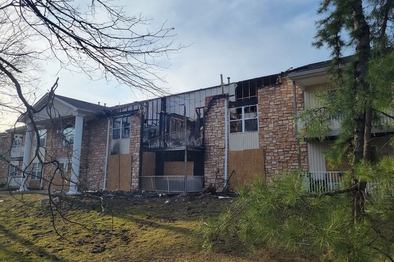 Apartment complex after a fire