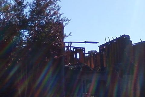 Apartment building fire damage exterior